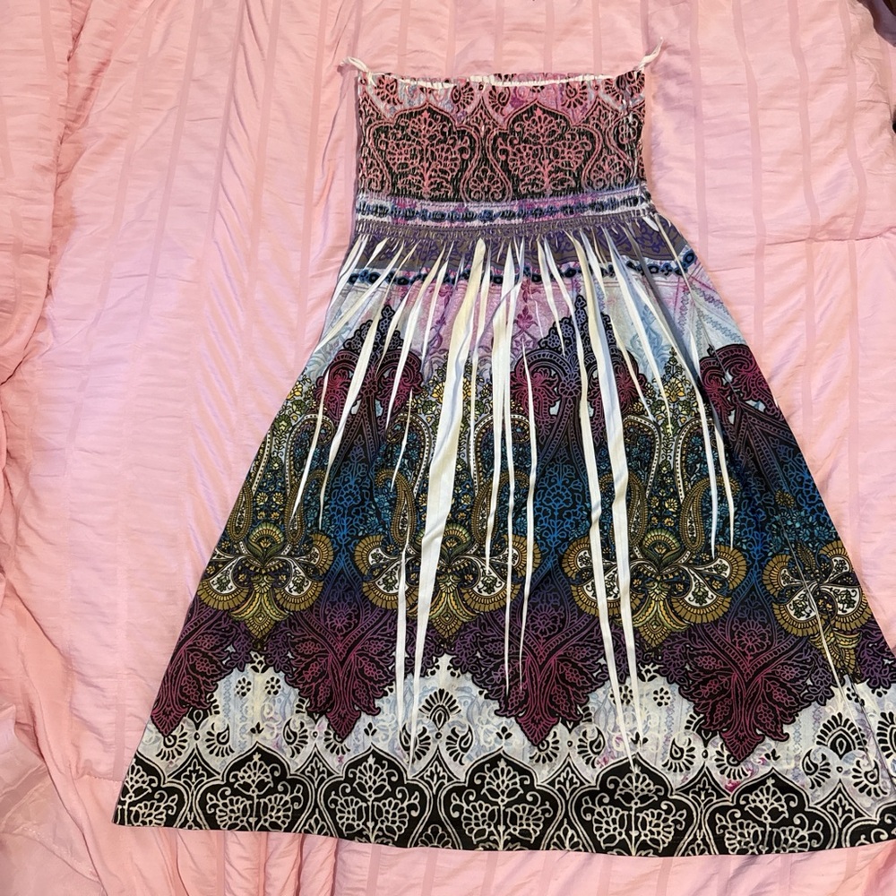 Multicolor Bohemian Strapless Dress